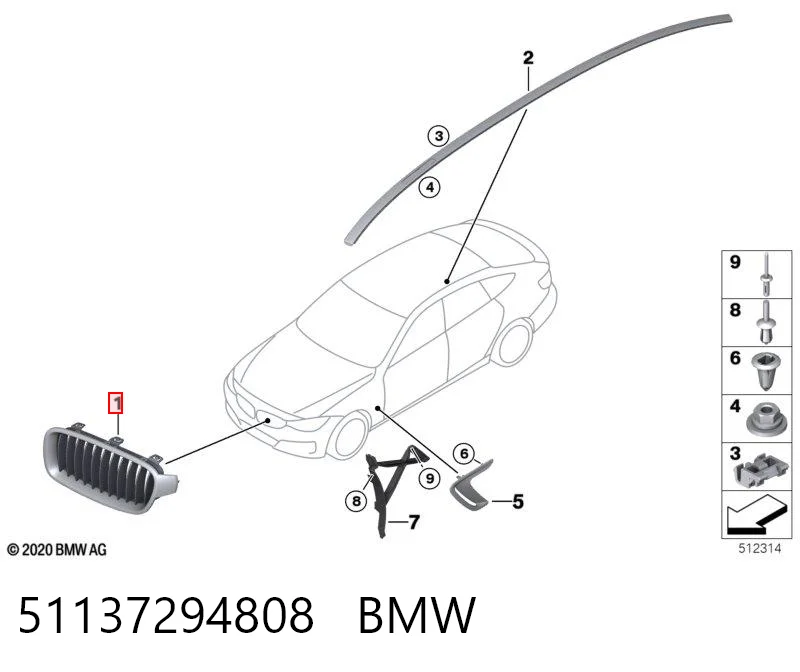 51137294808 BMW Решітка радіатора