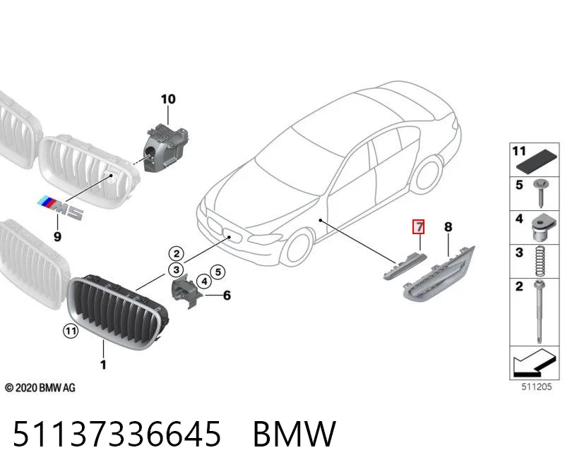 51137336645 BMW Накладка переднього лівого крила