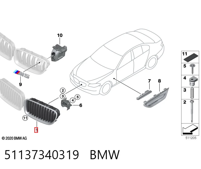 Решітка радіатора на BMW 5  F10