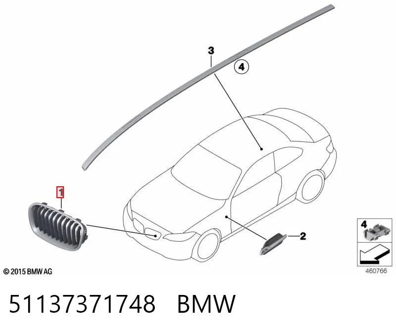 51137371748 BMW Решітка радіатора права
