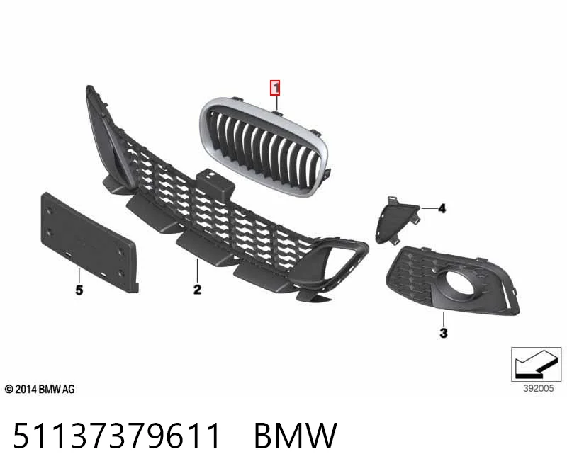 51137379611 BMW Решітка радіатора ліва