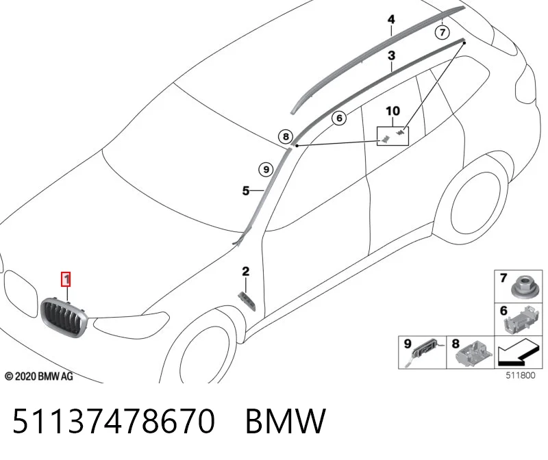 51137478670 BMW Решітка радіатора права