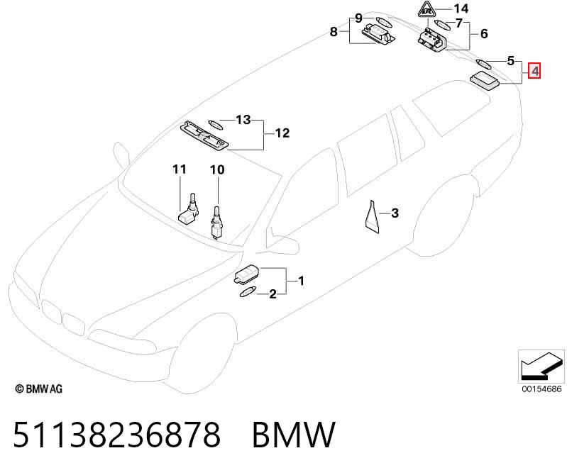 51138236878 BMW Ліхтар освітлення номерного знака
