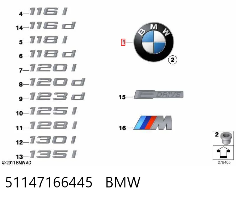 51147166445 BMW Емблема капота