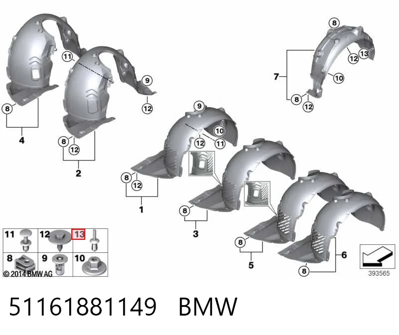 51161881149 BMW Кліпса кріплення накладок порогів