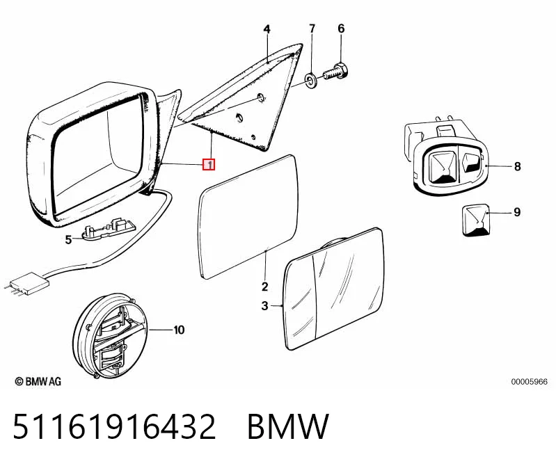 Праве бічне дзеркало BMW 3 седан (E30) (1982 - 1992) ціна, від 28.34 USD