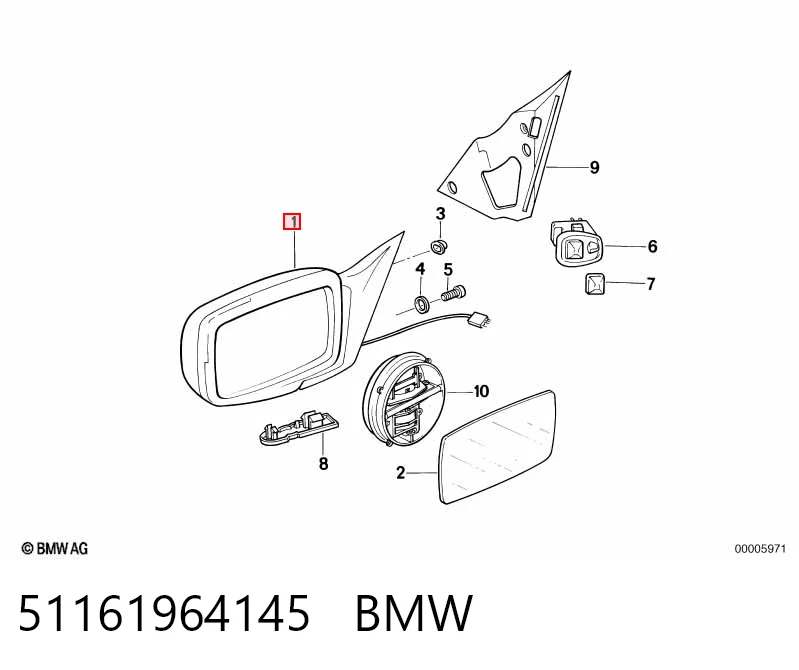 Ліве бічне дзеркало BMW 7 седан (E32) (1986 - 1994) ціна, від 10.20 USD