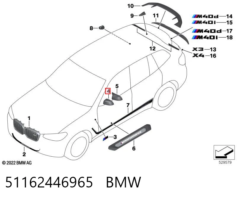 51162446965 BMW Накладка водійського дзеркала