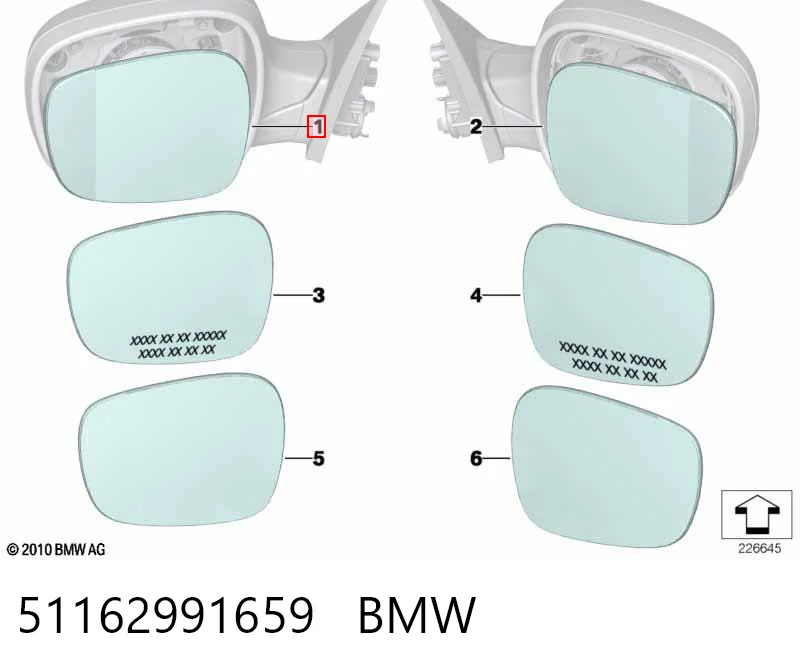 Купити 2991659 BMW Дзеркальний елемент водійського дзеркала