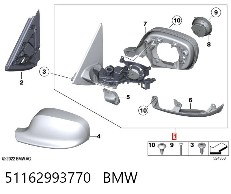 51162993770 BMW Праве дзеркало заднього виду