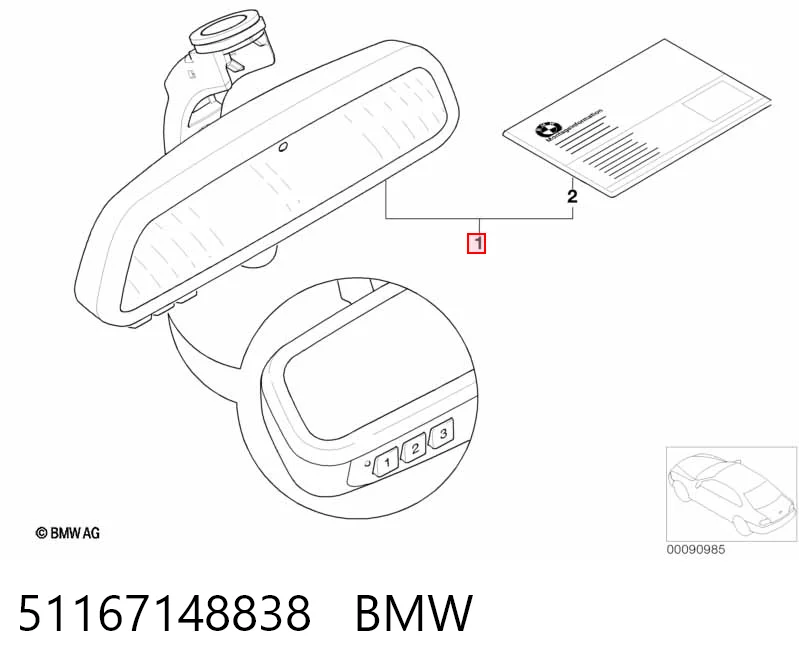 Дзеркало заднього виду в салоні BMW X5 позашляховик (E53) (2000 - 2006) ціна, від 49.32 USD