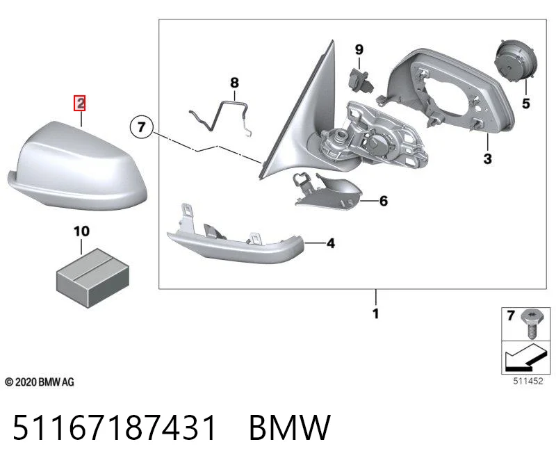 51167187431 BMW Накладка водійського дзеркала