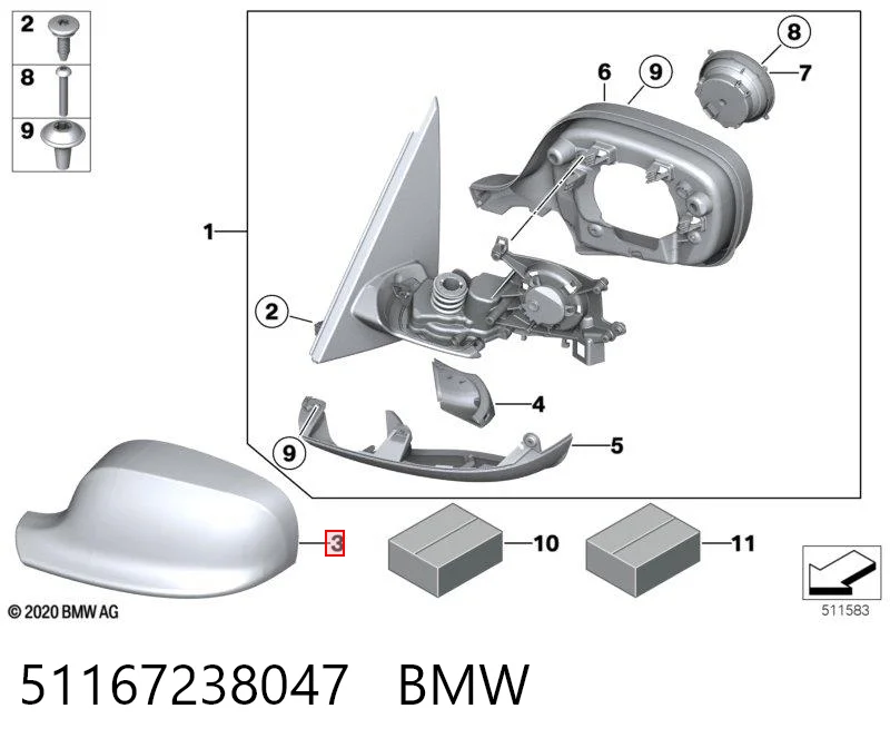 51167238047 BMW Накладка водійського дзеркала