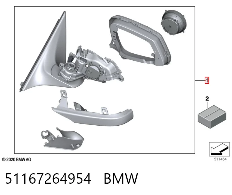 Праве дзеркало заднього виду на BMW 7  F01, F02, F03, F04
