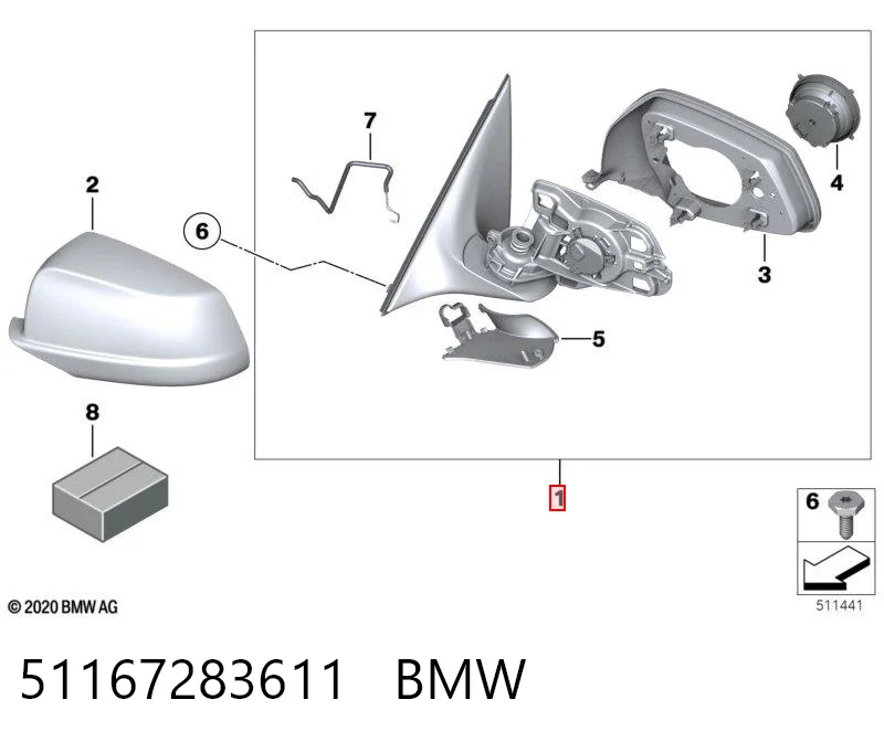 51167283611 BMW Корпус дзеркала заднього виду, лівого