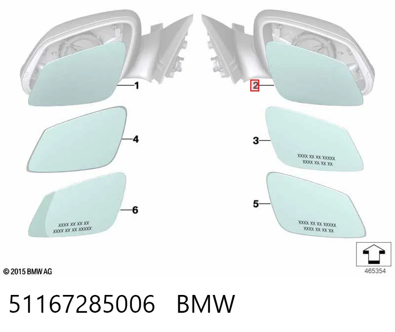 51167285006 BMW Дзеркальний елемент правий