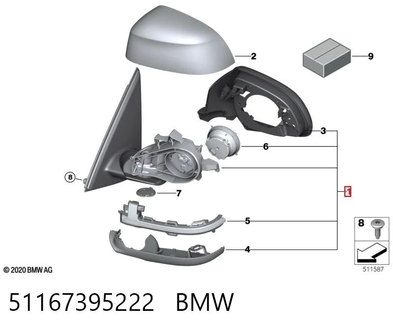 51167395222 BMW Праве дзеркало заднього виду