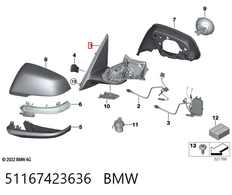 Праве дзеркало заднього виду на BMW X1  F48