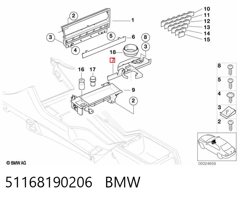 51168190206 BMW Підсклянник "торпедо"