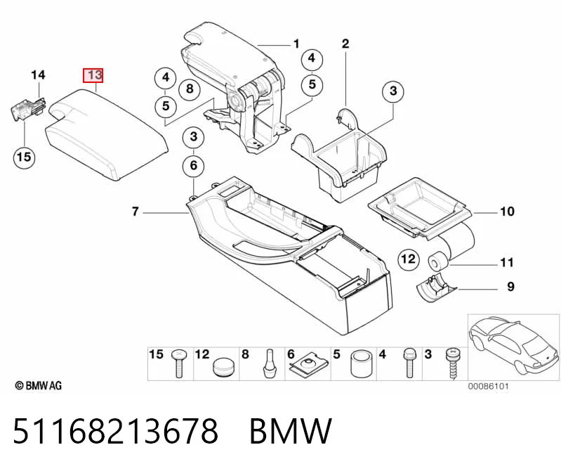 51168213678 BMW Підлокітник заднього сидіння
