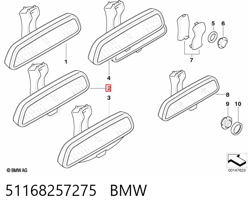Салоне дзеркало заднього виду на BMW 7  E38