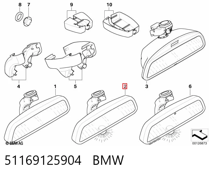 Дзеркало заднього виду в салоні BMW 7 седан (E65, E66, E67) (2001 - 2008) ціна, від 36.74 USD