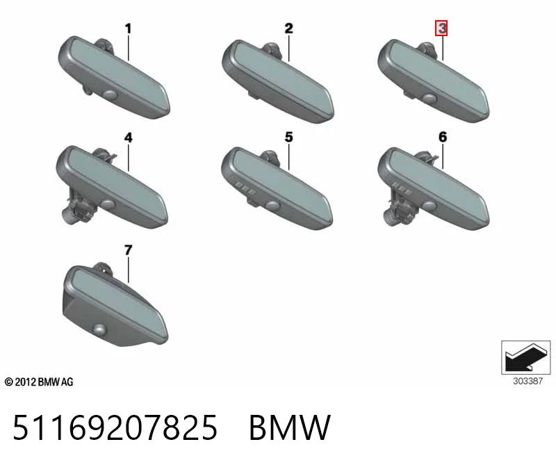 Салоне дзеркало заднього виду на BMW 7  F01, F02, F03, F04