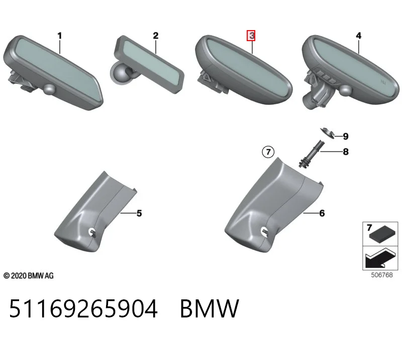 51169391337 BMW Салоне дзеркало заднього виду