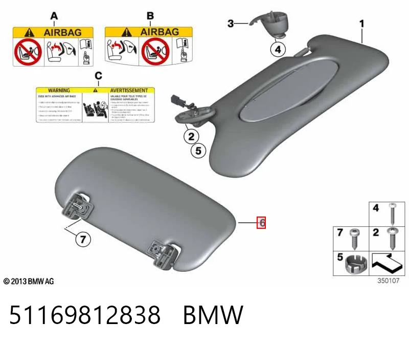 51169812838 BMW Козирок протисонячний