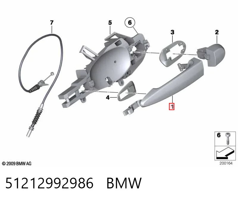 51212992986 BMW Ручка передніх дверей зовнішня, права