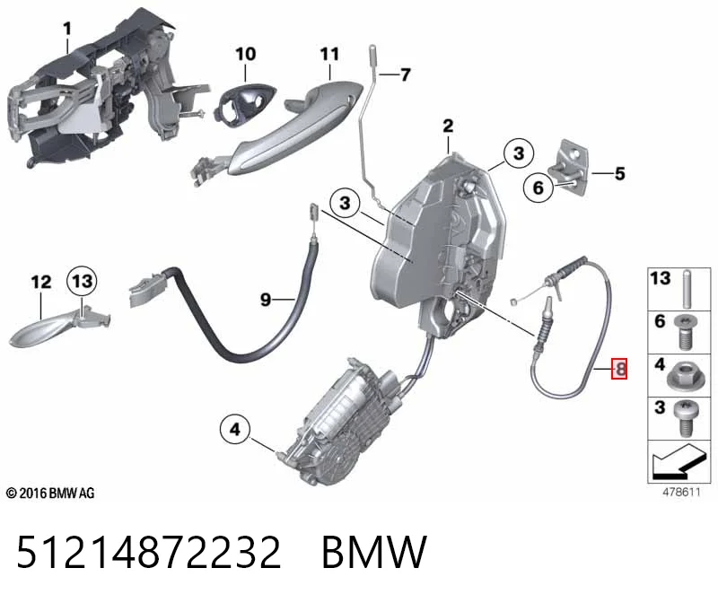 51214872232 BMW Трос замка дверей передніх