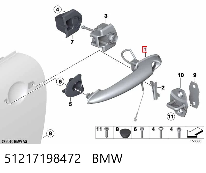 51217198472 BMW Ручка передніх дверей зовнішня, права