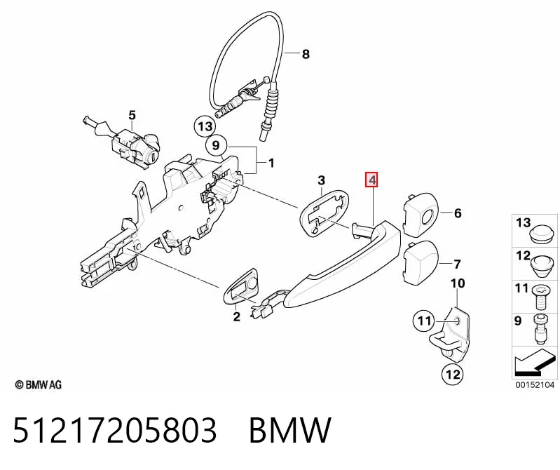 51217205803 BMW Ручка задніх лівих дверей