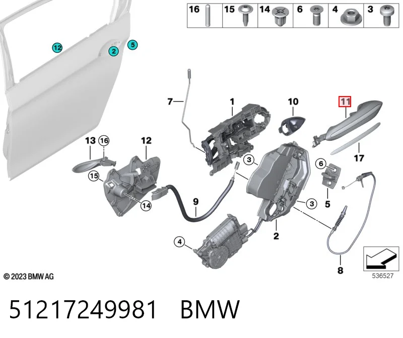 51217249981 BMW Ручка задніх дверей зовнішня, ліва