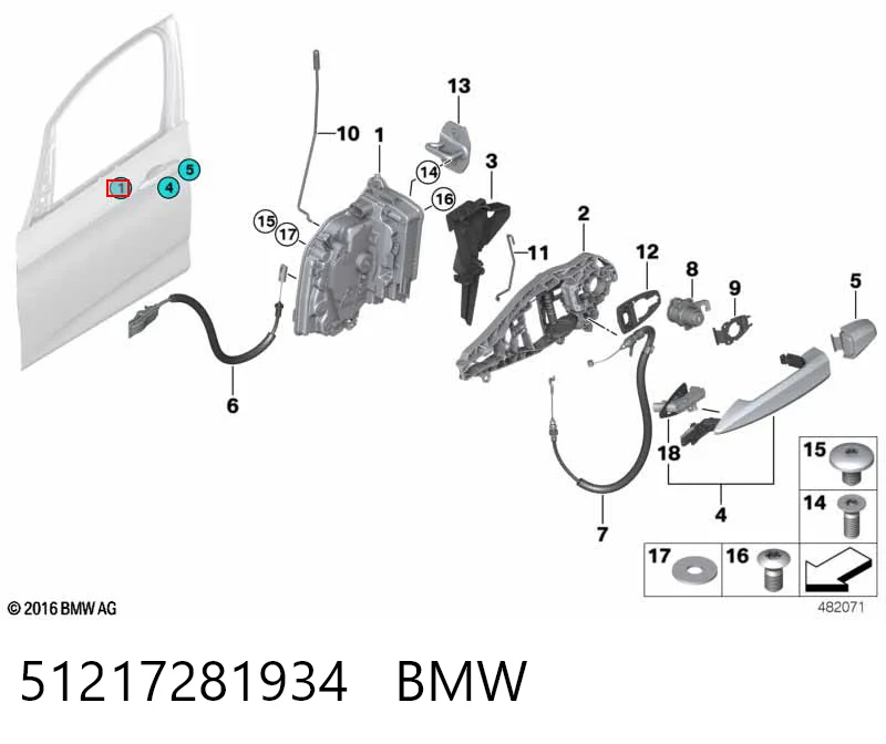 51217281934 BMW Замок двері правої передньої