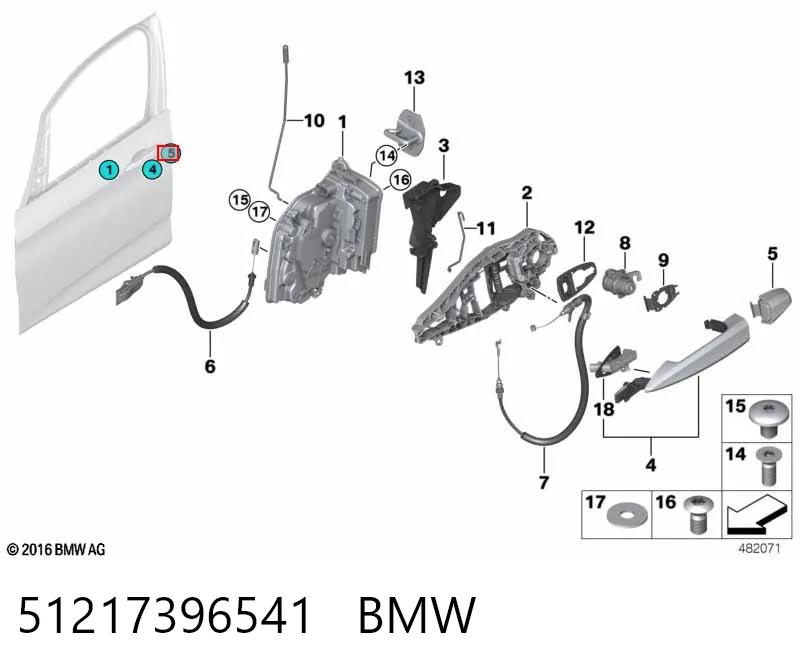 51217396541 BMW Кришка ручки двері зовнішньої, передньої лівої