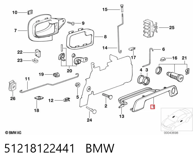 51218122441 BMW Кришка ручки двері зовнішньої, передньої лівої