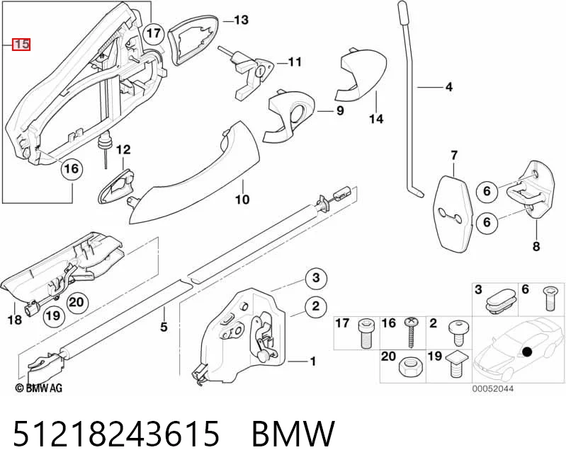 51218243615 BMW Тримач зовнішньої ручки дверей, передньої лівої
