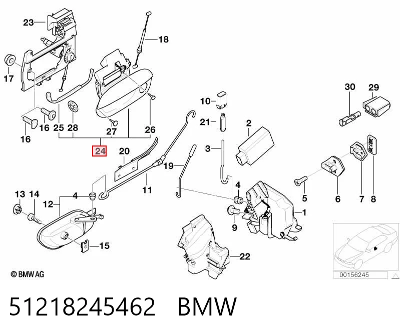51218245462 BMW Ручка передніх дверей зовнішня, права