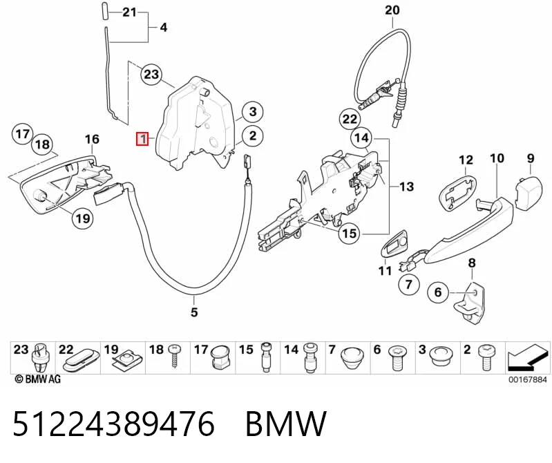 51224389476 BMW Замок задньої дверї, правої