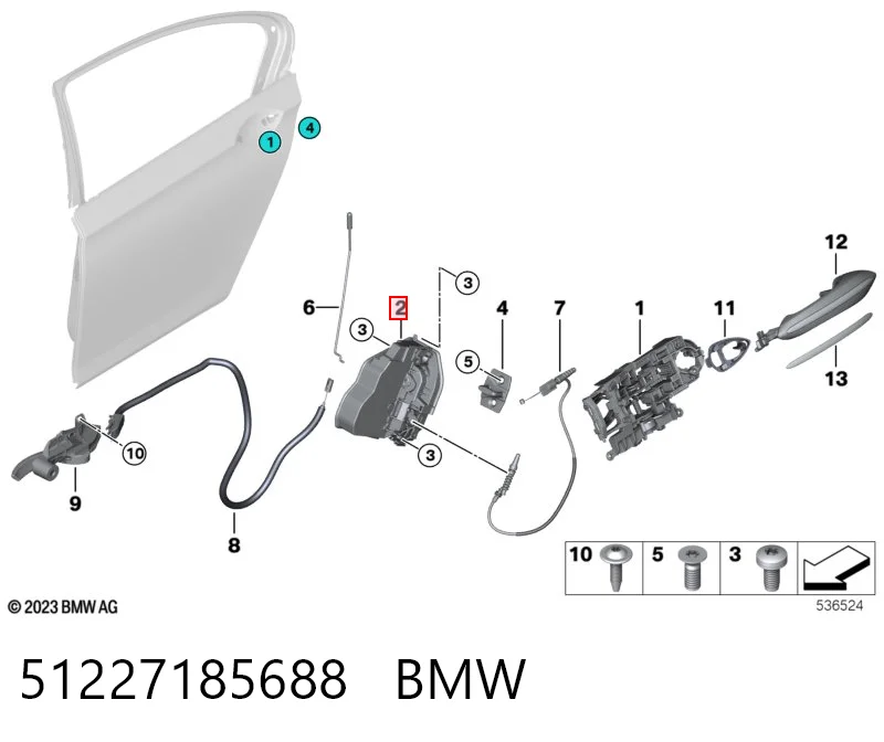 51227185688 BMW Замок задньої дверї, правої