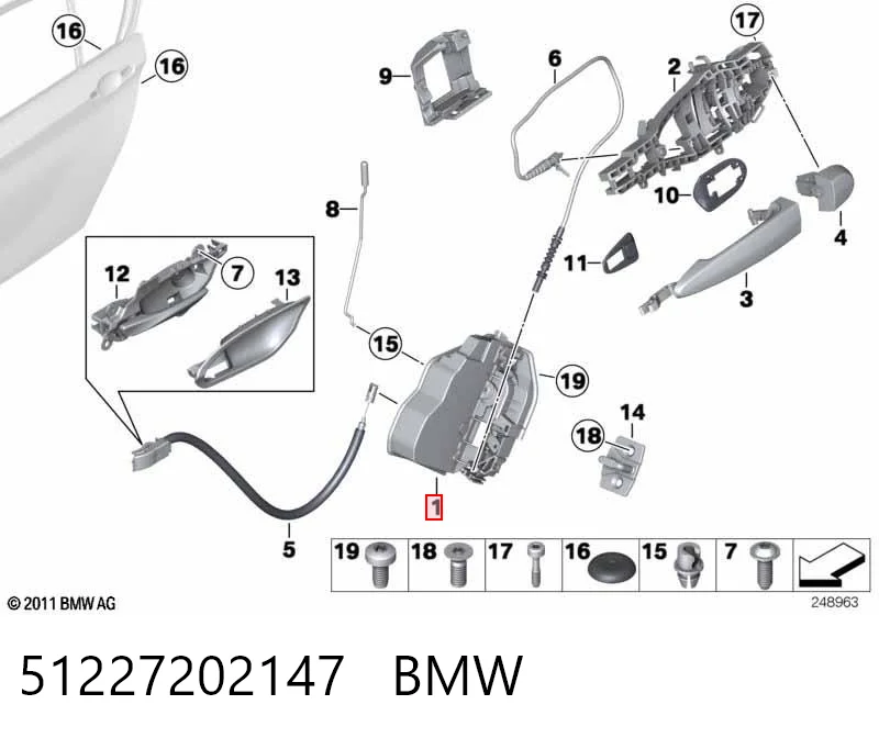 51227202147 BMW Замок задніх дверей, лівих