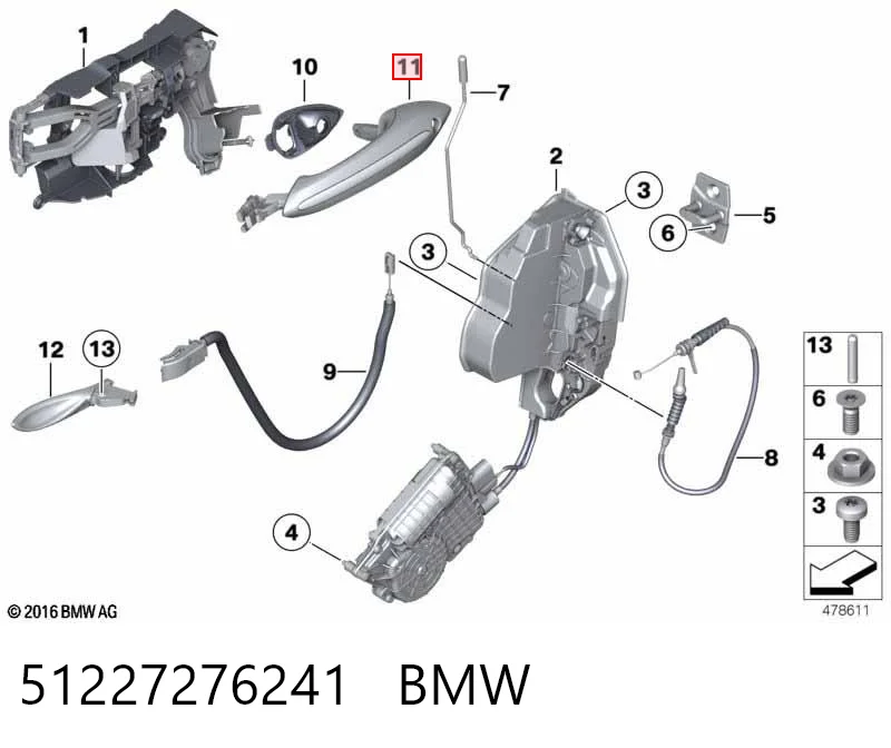 51227276241 BMW Ручка передньої двері зовнішня ліва