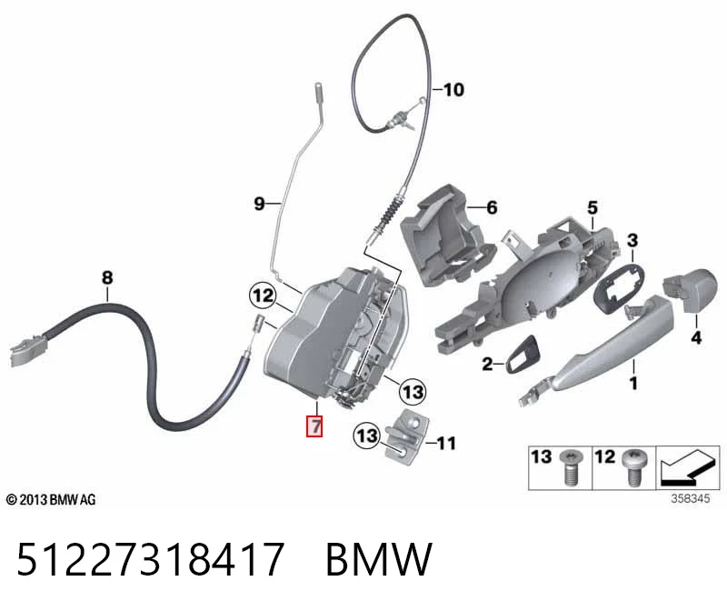51227318417 BMW Замок задніх дверей, лівих
