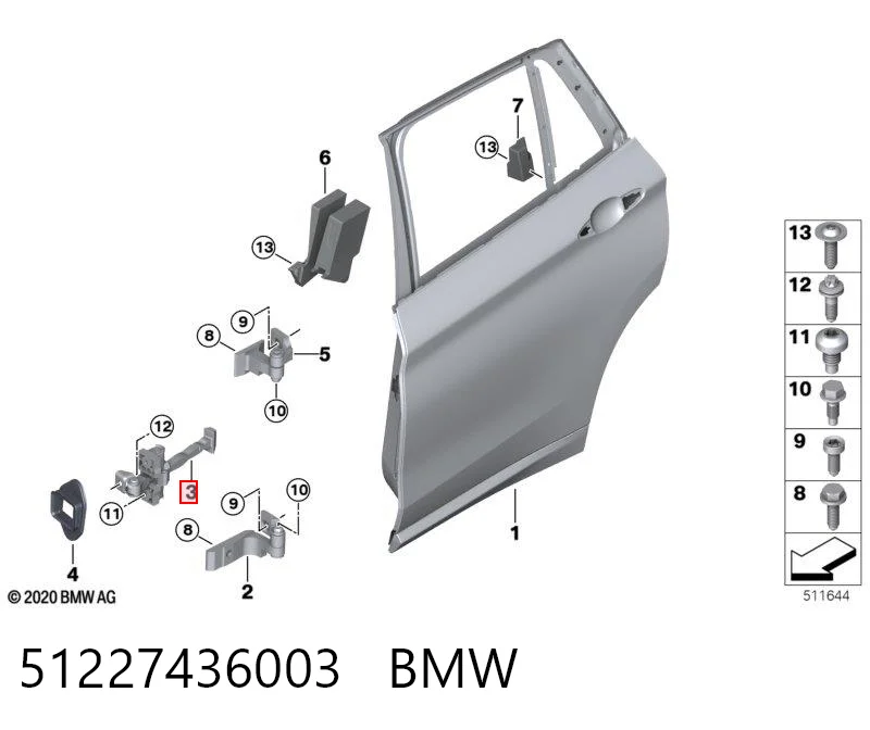51227436003 BMW Обмежувач відкриття дверей, задній лівий