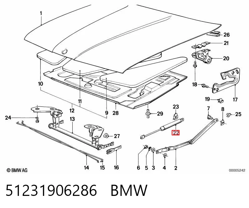 51231906286 BMW Стійка капота
