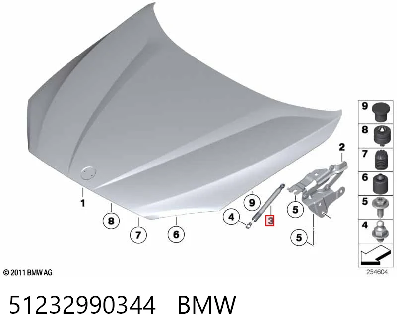 51232990344 BMW Стійка капота