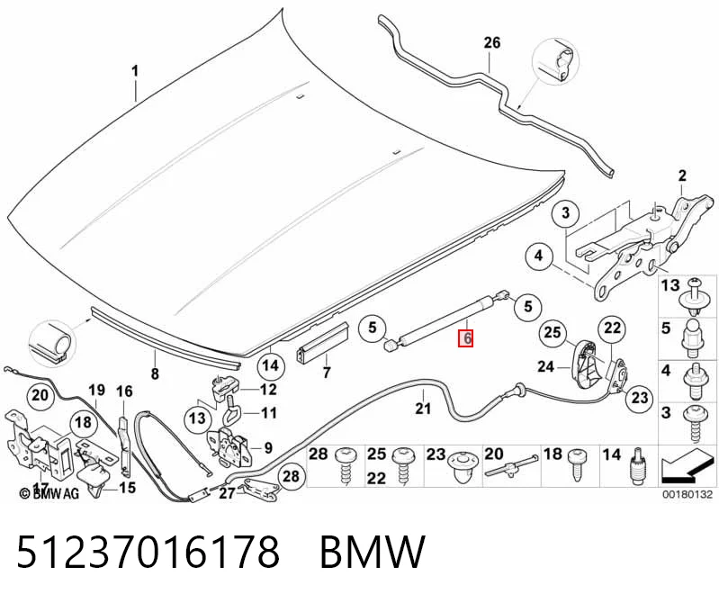 51237016178 BMW Стійка капота