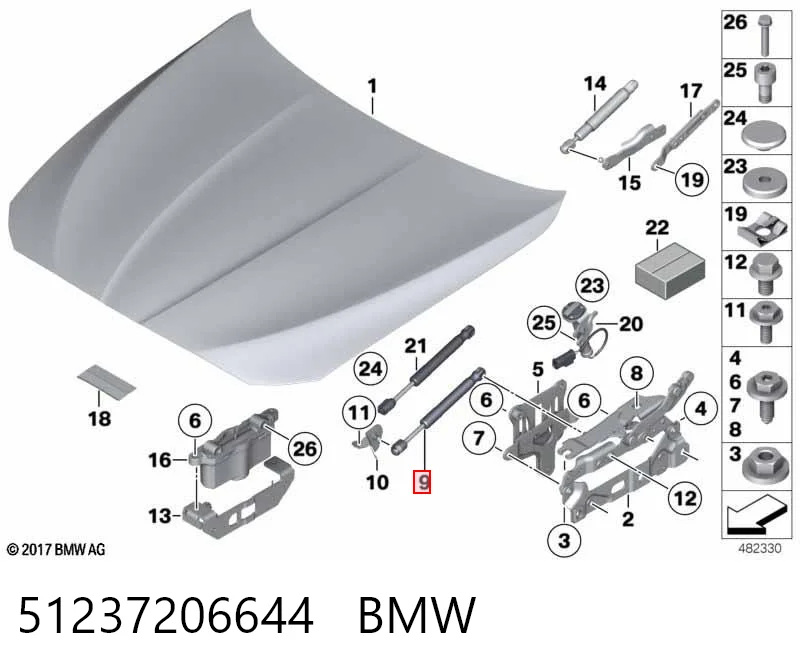51237206644 BMW Стійка капота