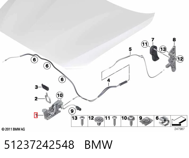 51237242548 BMW Замок капота, лівий